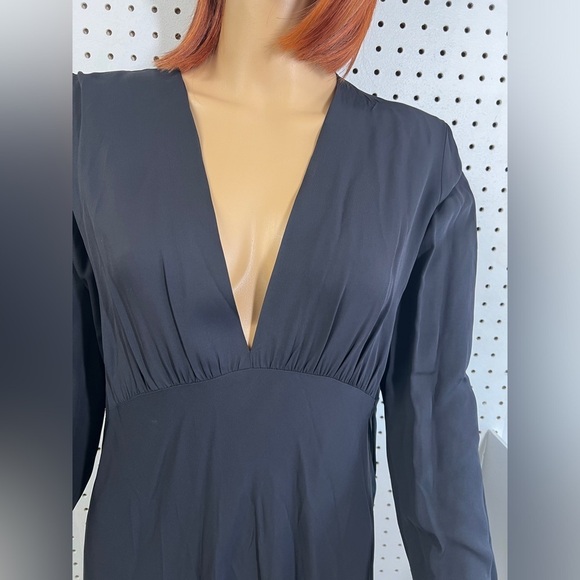 NWT ZARA Flowy Midi Dress Longsleeve XL Anthracite Grey - Picture 5 of 15